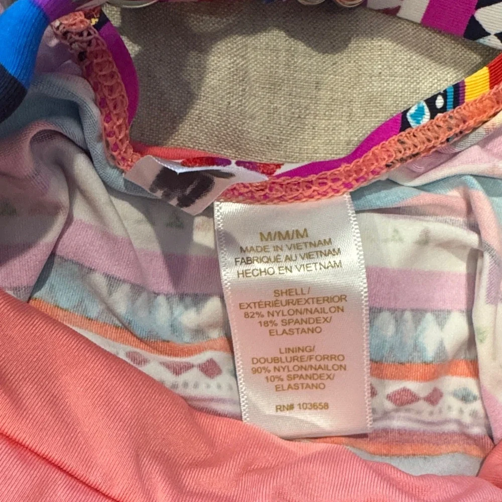 Annie Cole Colorful Striped Women's Swim Top- M